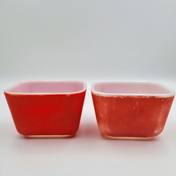 Pyrex Refrigerator Storage Dish Red 501-B Fridgie Set Of 2 Read - Picture 1 of 11